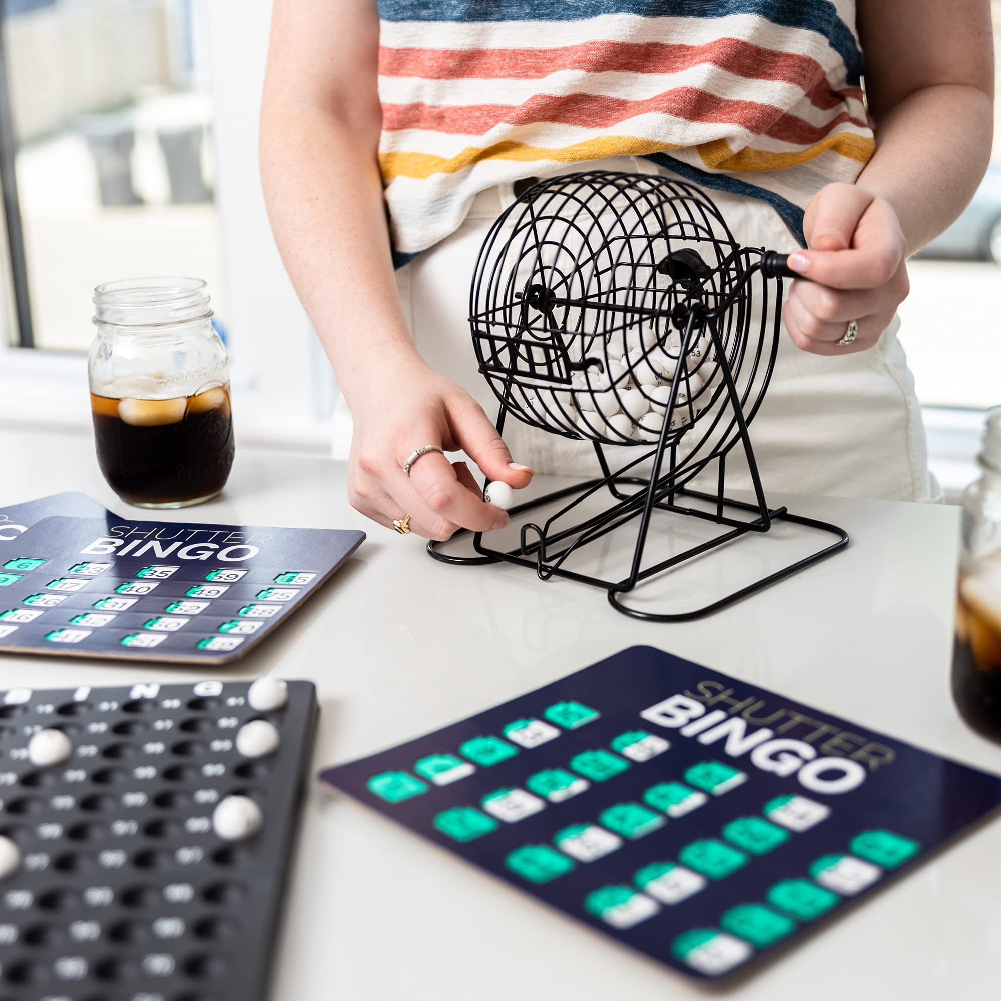 Royal Bingo Supplies spill-proof master bingo board to keep balls organized.