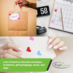 Royal Green heart-labels ideal for office, crafts, and color-coding