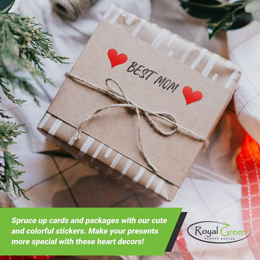 Royal Green permanent heart labels add elegance to gift bags and cards.