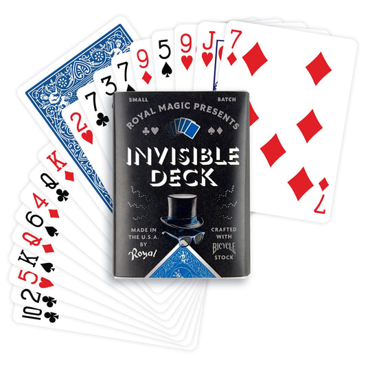 Royal Magic Invisible Deck with Bicycle cards in blue for reliable thought-of-card reveals.