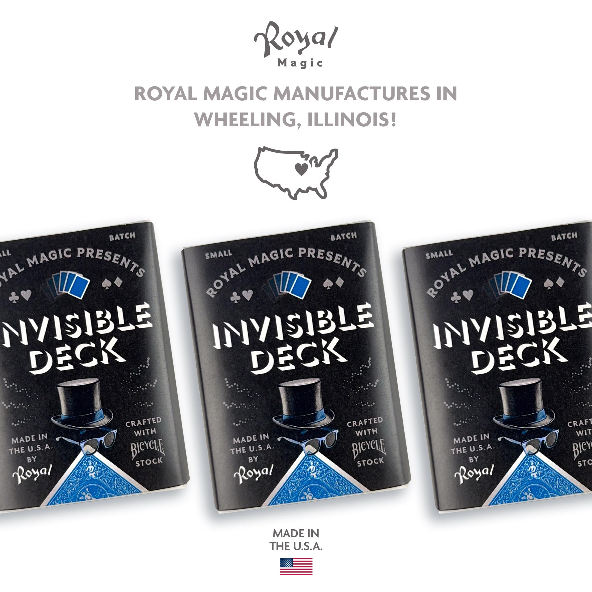Royal Magic magician performing invisible deck demonstrates dramatic mind-reading-style effect.