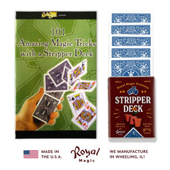 Royal Magic Stripper Deck Kit trick booklet shows 101 beginner-friendly routines