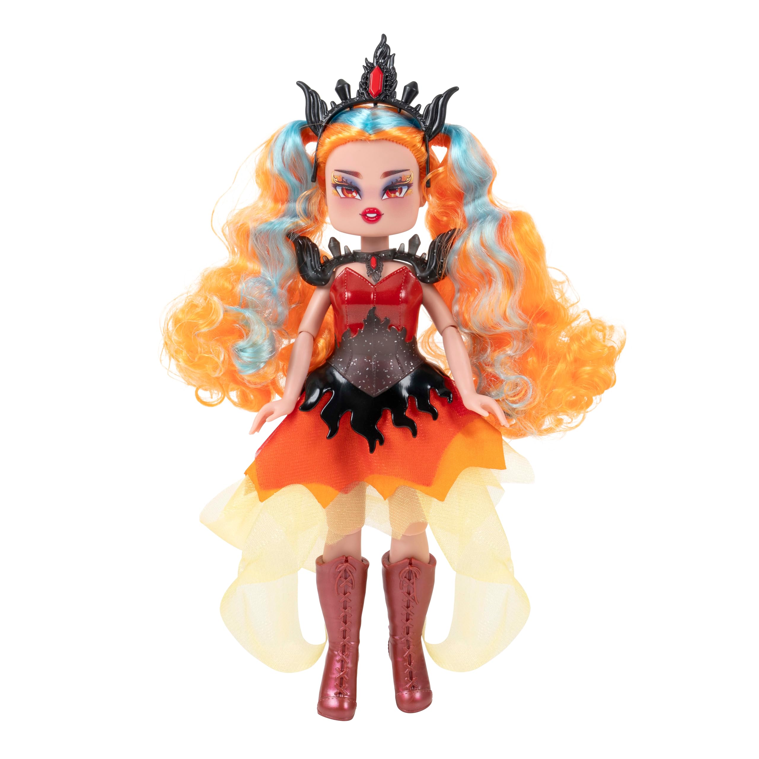 Royale High Emberlynn Fire Fairy doll front view highlights bold fashion and vibrant colors for imaginative play