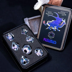 Roycevon resin dice storage box with foam inserts protecting each die.