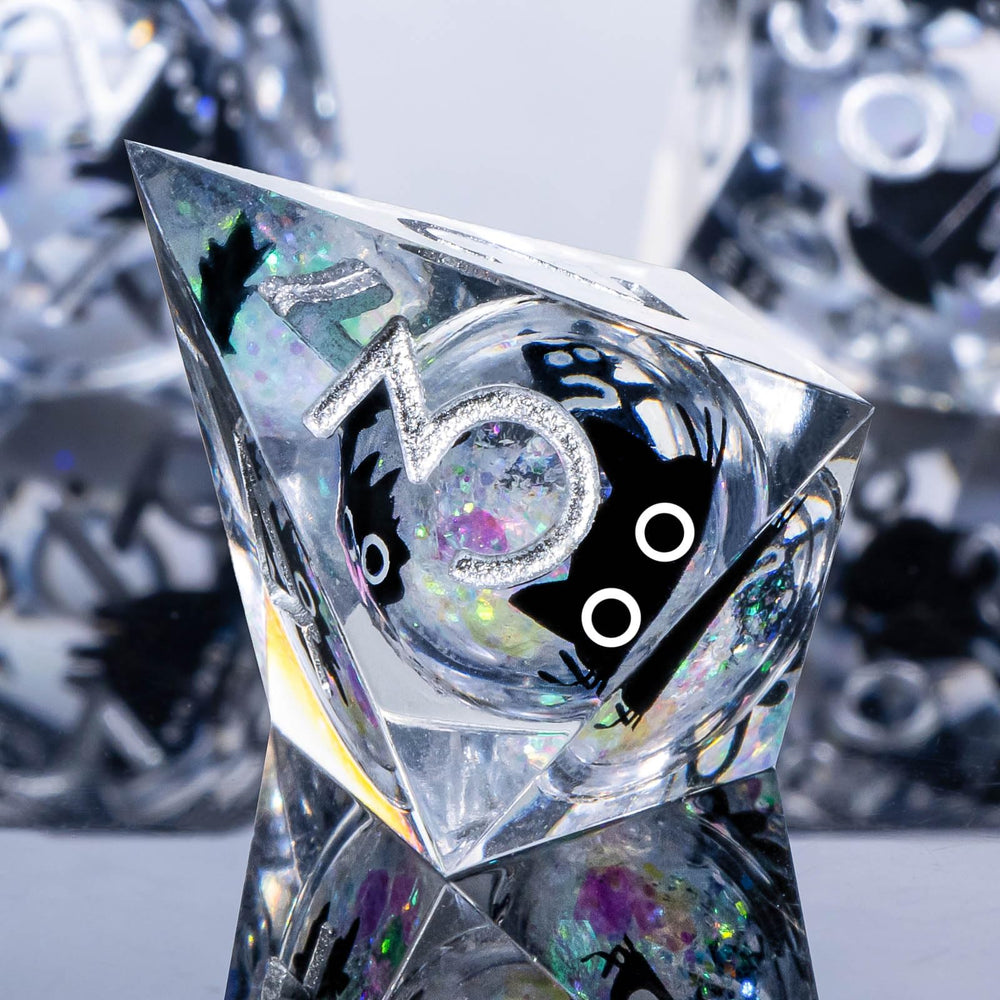 Roycevon transparent resin dice balance and readability from every angle.