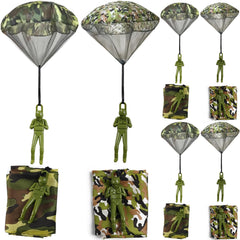 Royhoo army camo parachute toy opened showing a 16.9 inch canopy for outdoor play