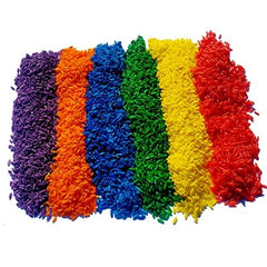 Roylco colored rice on a sensory table; non-toxic, kid-friendly exploration.