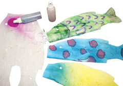 Roylco Koinobori windsocks seen during classroom activity, encouraging cultural learning and collaborative art.
