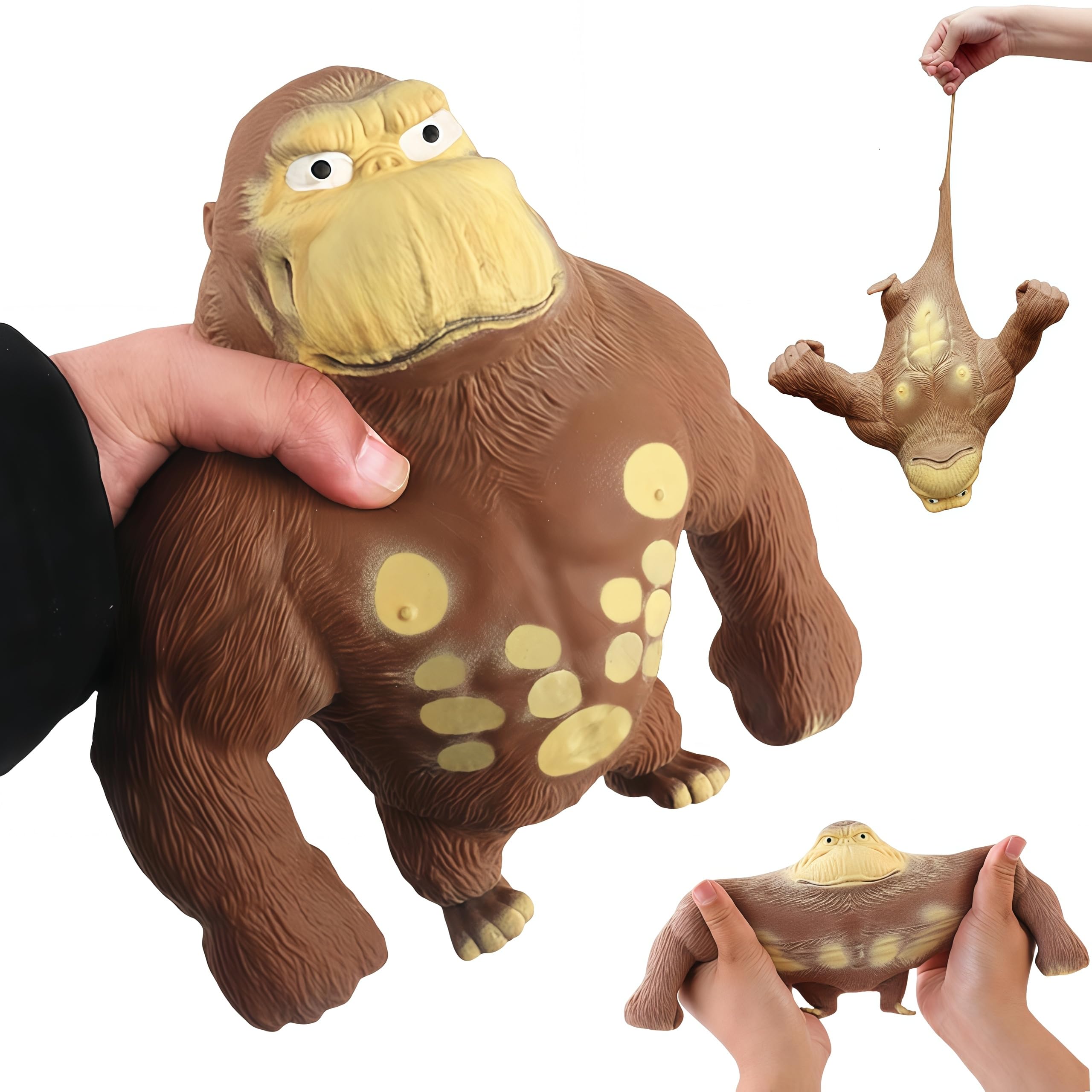 RRSDJJ squishy monkey toy stretched for stress relief and tactile calm.