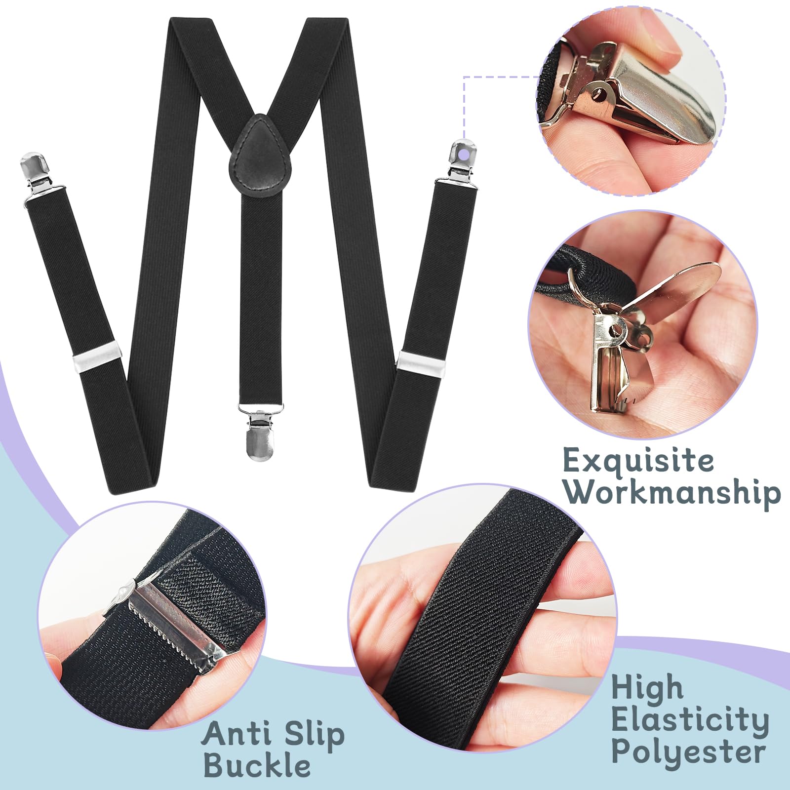 Rrshnsgv grandpa suspenders in polyester and PU leather for secure fit.