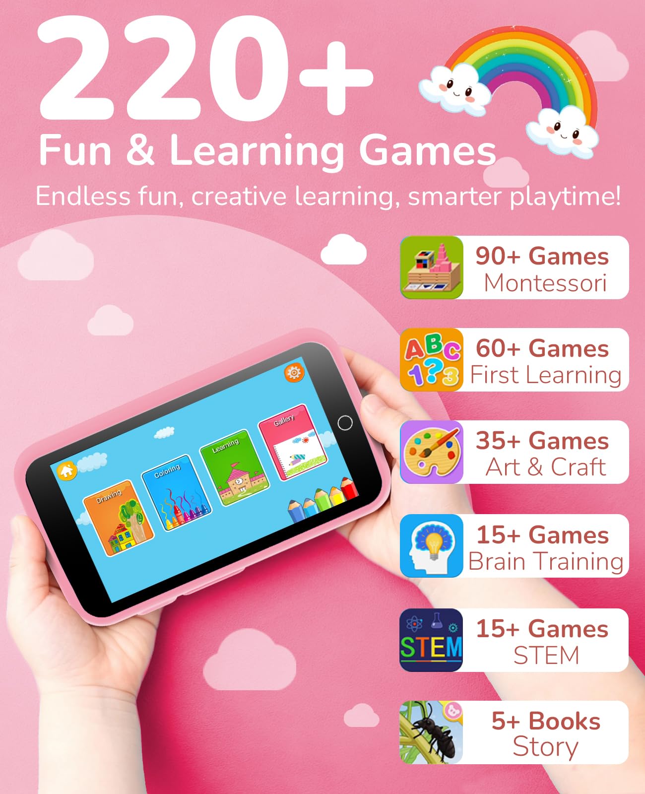 Rseaay Kids Phone 3.97-inch screen for easy handheld use.