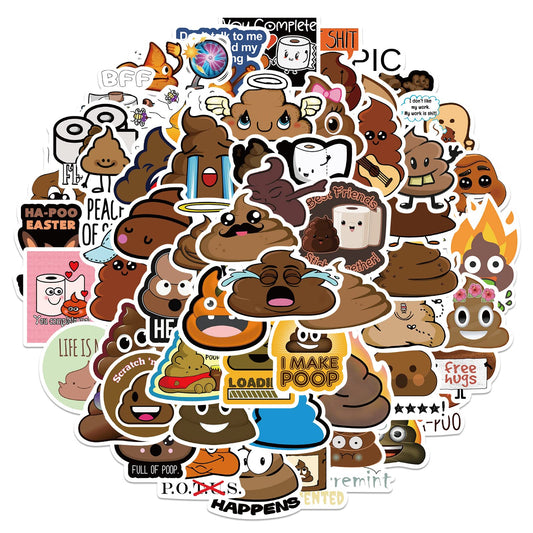 Rszwyk 60Pcs funny poop stickers for laptop with waterproof vinyl and HD printing