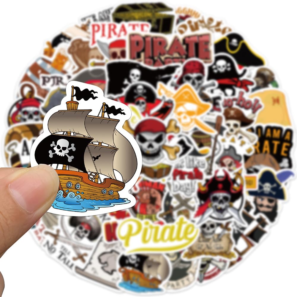 Rszwyk pirate sticker on laptop showing vivid print and edge detail