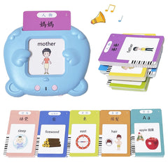 RT&BS talking flash cards with card reader for bilingual pronunciation practice.