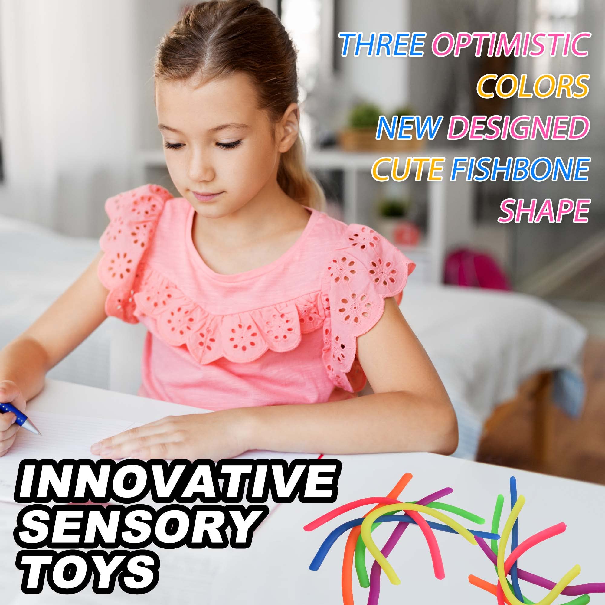 Group of kids using Rtinsd fidget noodles as classroom rewards.