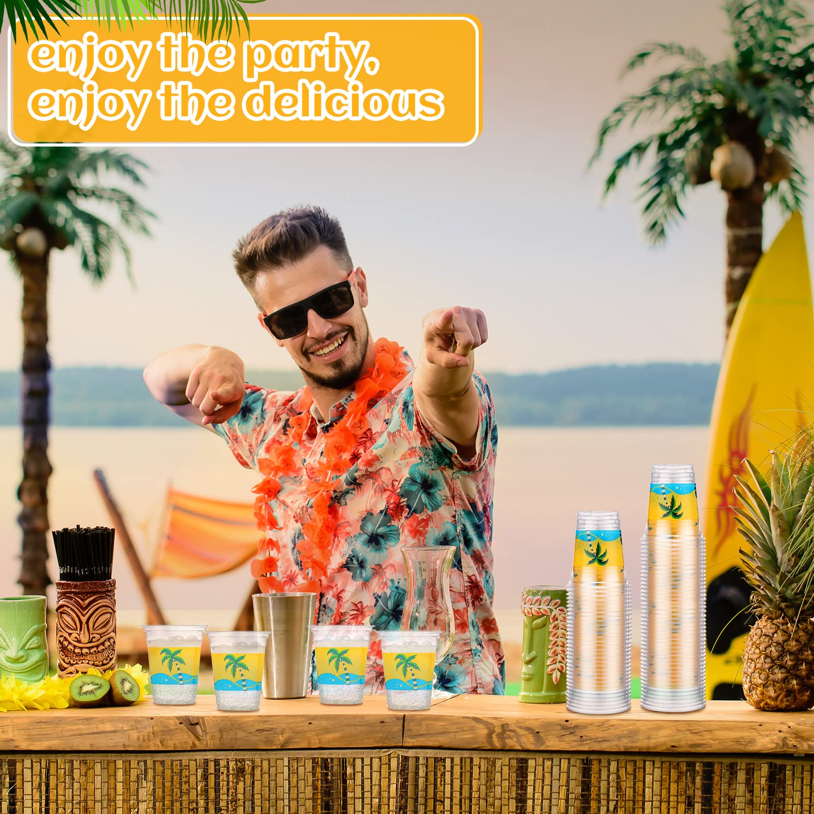 Rtteri luau cups on a styled table setting for a tropical vibe