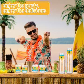 Rtteri luau cups on a styled table setting for a tropical vibe
