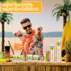 Rtteri luau cups on a styled table setting for a tropical vibe