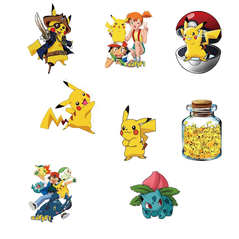 Rubang Pokemon stickers on a laptop show vivid designs and a water-resistant finish for daily use.