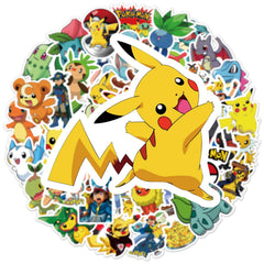 Pokemon stickers decorate a notebook for school with waterproof durability.