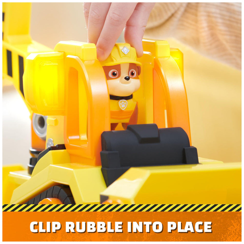 Rubble & Crew Bark Yard Deluxe Bulldozer driver seat click action for lights and sounds.