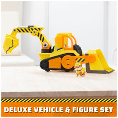 Rubble & Crew Bark Yard Deluxe Bulldozer movable scoop for digging.