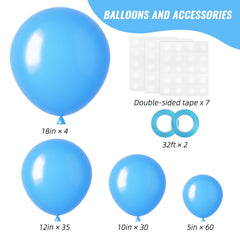 RUBFAC 12-inch light blue balloons for balanced blue balloon garlands.