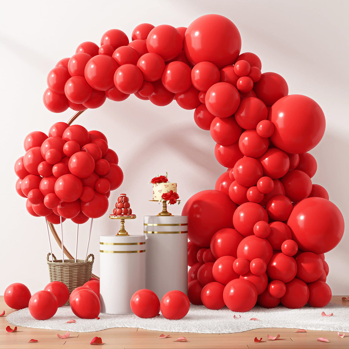 Rubfac 129-piece red balloons kit with 18-inch balloons for dramatic arches