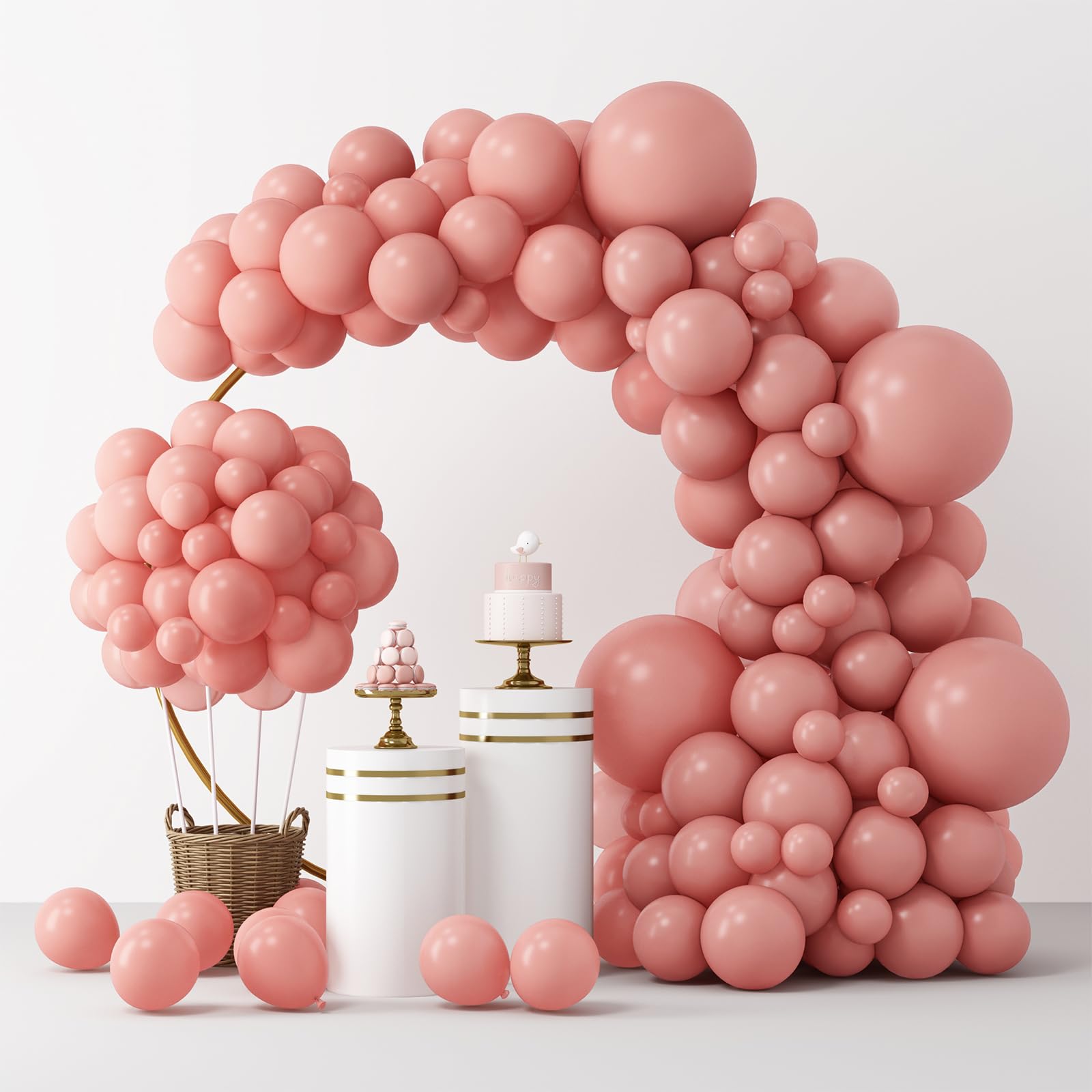 Rubfac 129pcs retro pink balloons 18 inch kit for elegant party decor