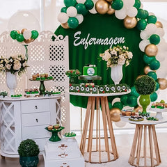 RUBFAC emerald balloon garland arch for masquerade or wedding decor.