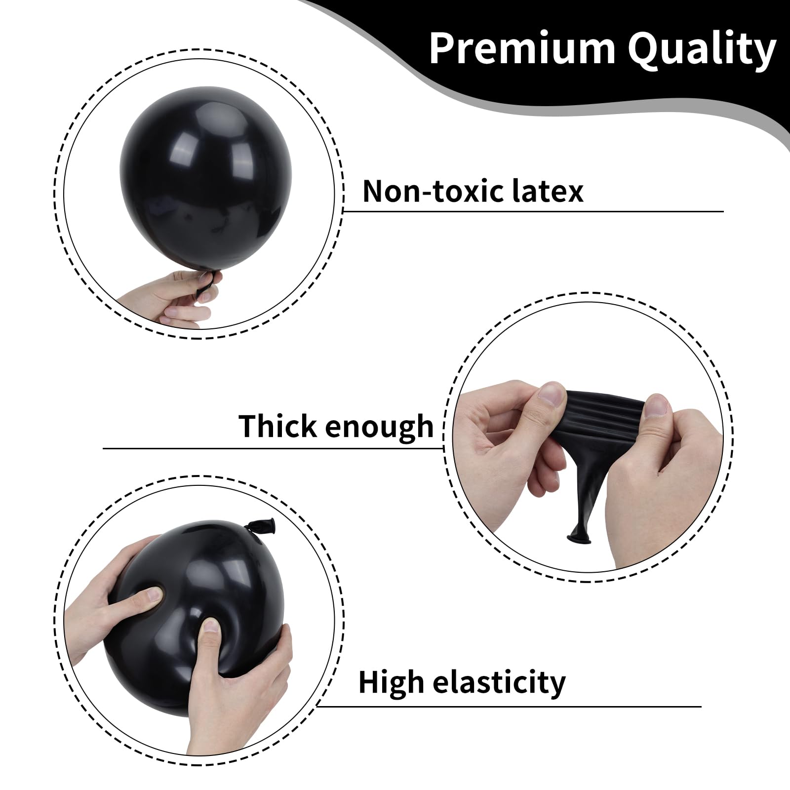 RUBFAC black balloon-10inch versatile for layered garlands and varied decor.