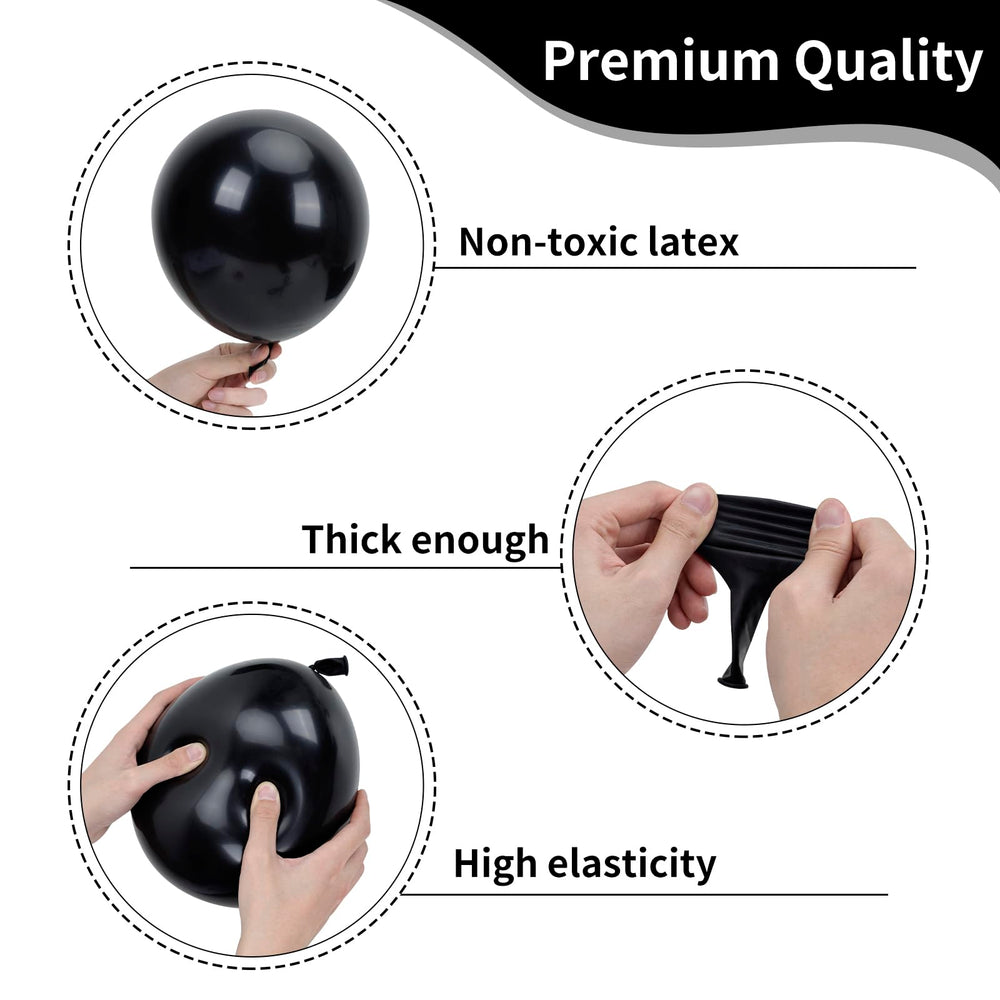 RUBFAC black balloon-10inch versatile for layered garlands and varied decor.