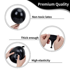 RUBFAC black balloon-10inch versatile for layered garlands and varied decor.