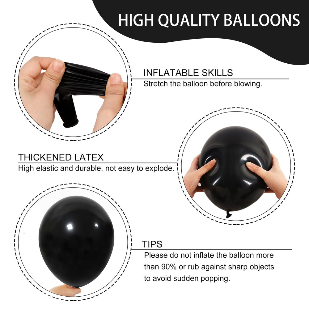 Rubfac black balloons 10inch 30pcs ideal for mixed-size arches and bouquets