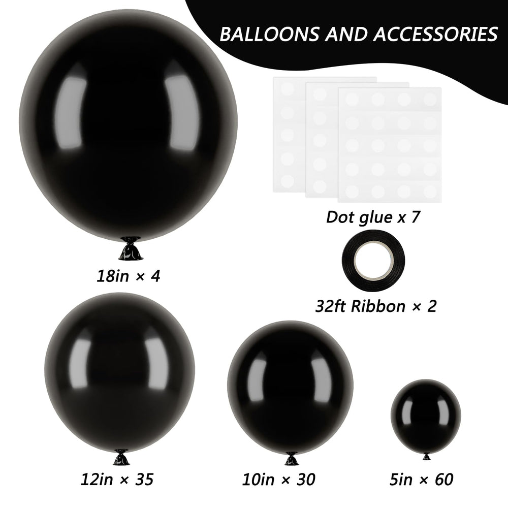 Rubfac black balloons 12inch 35pcs versatile kit for garlands and centerpieces