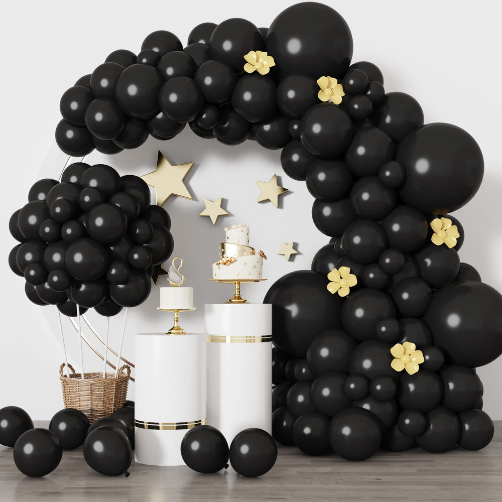 Rubfac black balloons 18inch 4pcs for dramatic arches and bold party decor