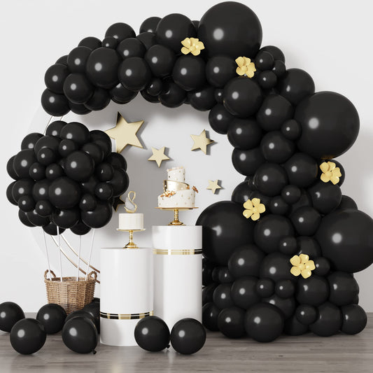 Rubfac black balloons 18inch 4pcs for dramatic arches and bold party decor