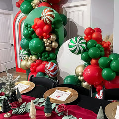 RUBFAC dark-green 5-inch balloons accents for clusters and details.