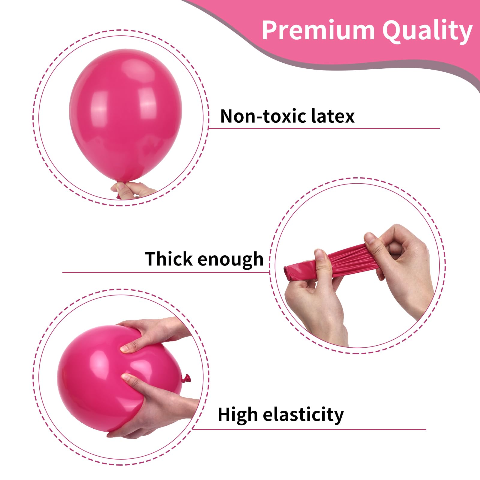 RUBFAC hot pink 10-inch balloons add color to birthday decor.