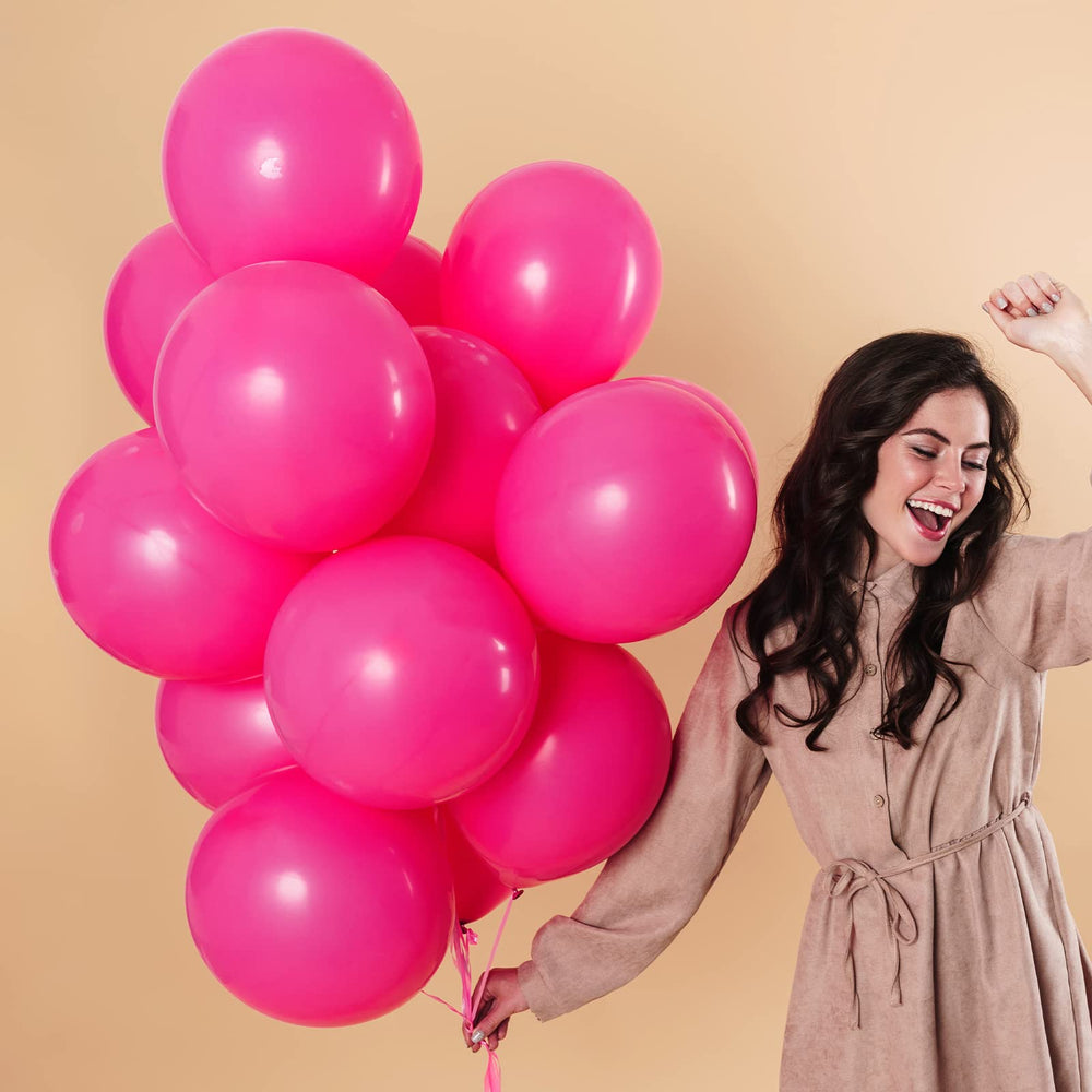 RUBFAC hot pink 5-inch balloons perfect for table balloons and confetti.