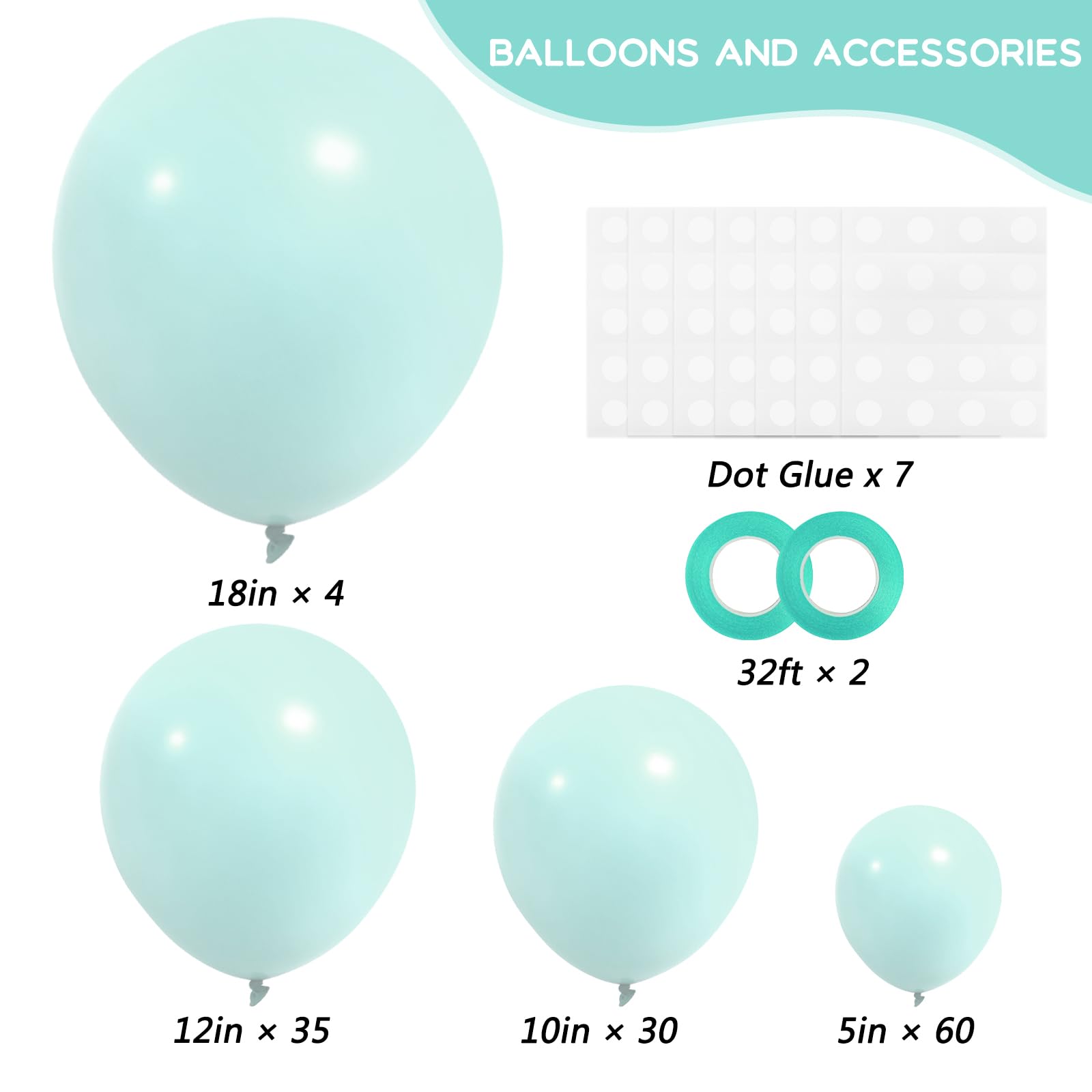Rubfac Makani Blue 12-inch balloons ideal for arches and garlands