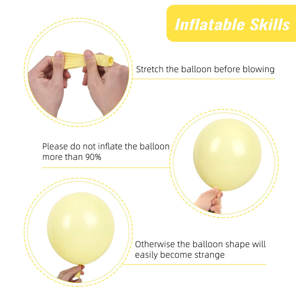 RUBFAC pastel yellow 10-inch balloons for versatile party decor
