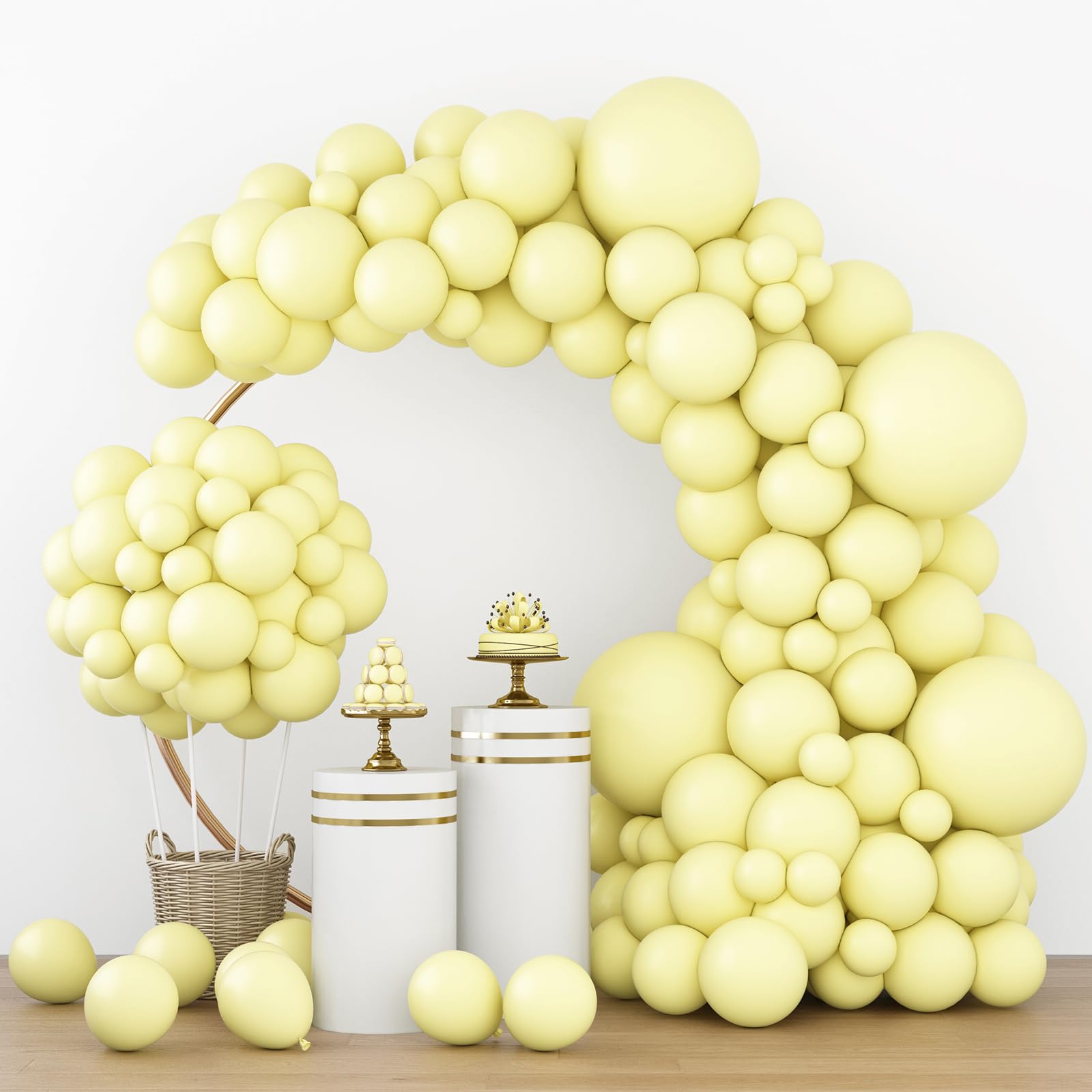 RUBFAC pastel yellow 18-inch balloons for bold birthday garland