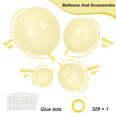 Rubfac pastel yellow balloons 12in ideal for mixed-size arches.