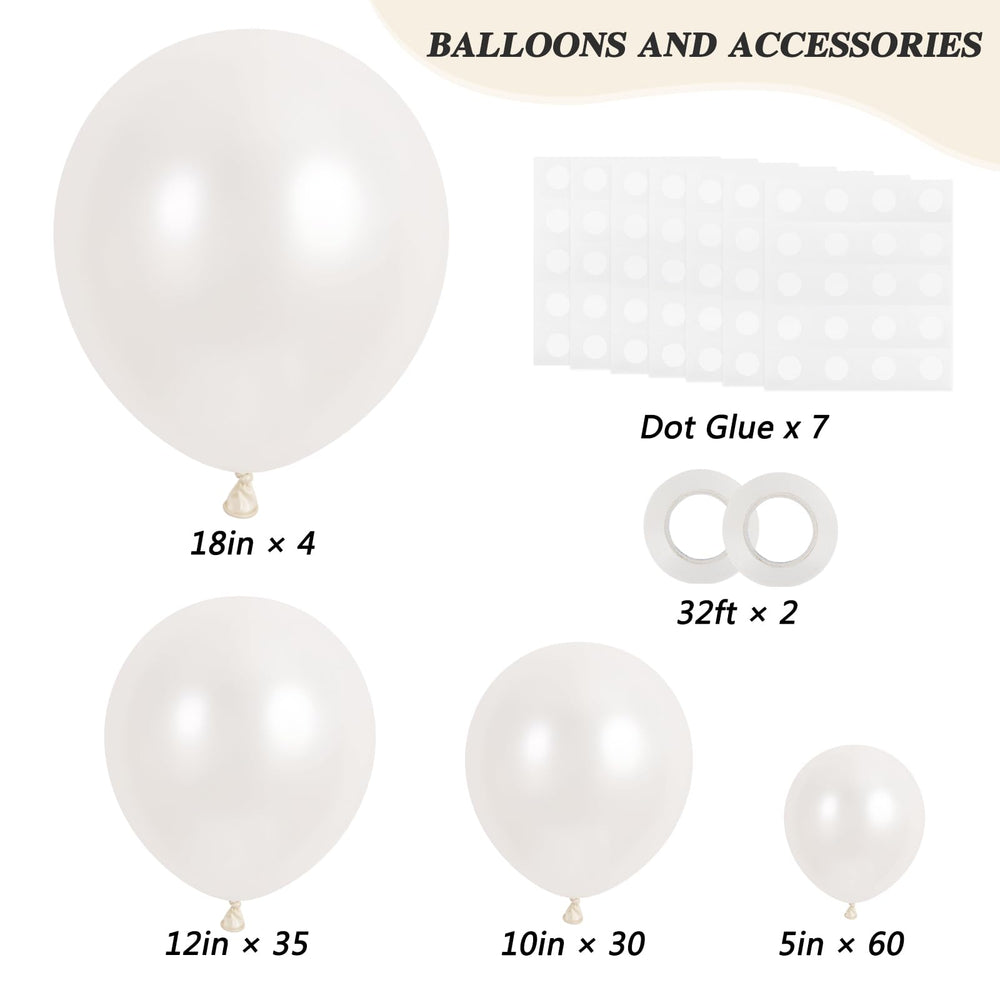 RUBFAC pearl white 12-inch balloons add height for party garlands.