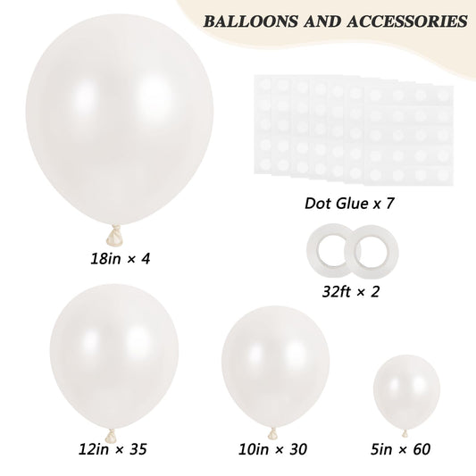RUBFAC pearl white 12-inch balloons add height for party garlands.