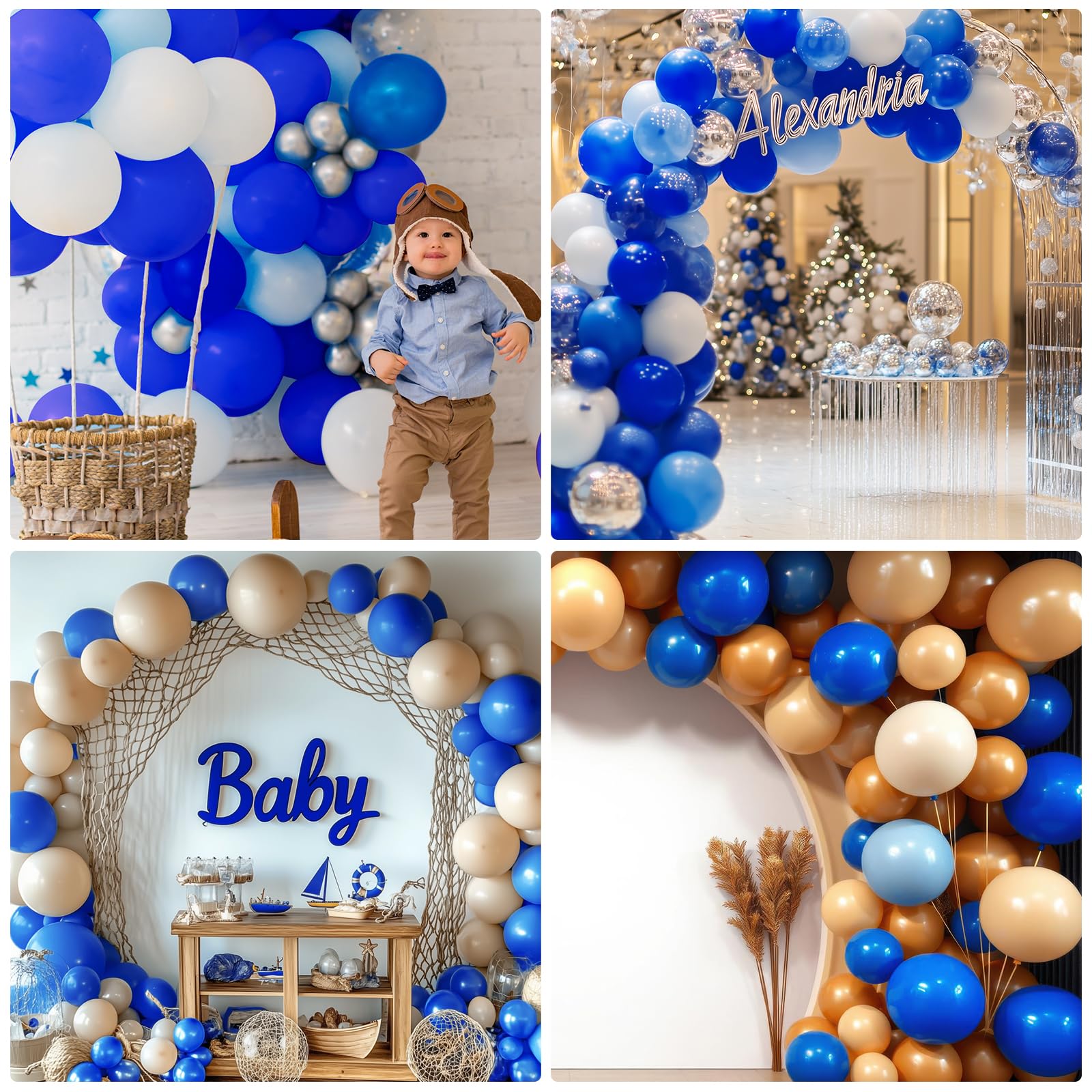 Rubfac royal blue latex balloons suitable for air or helium inflation.