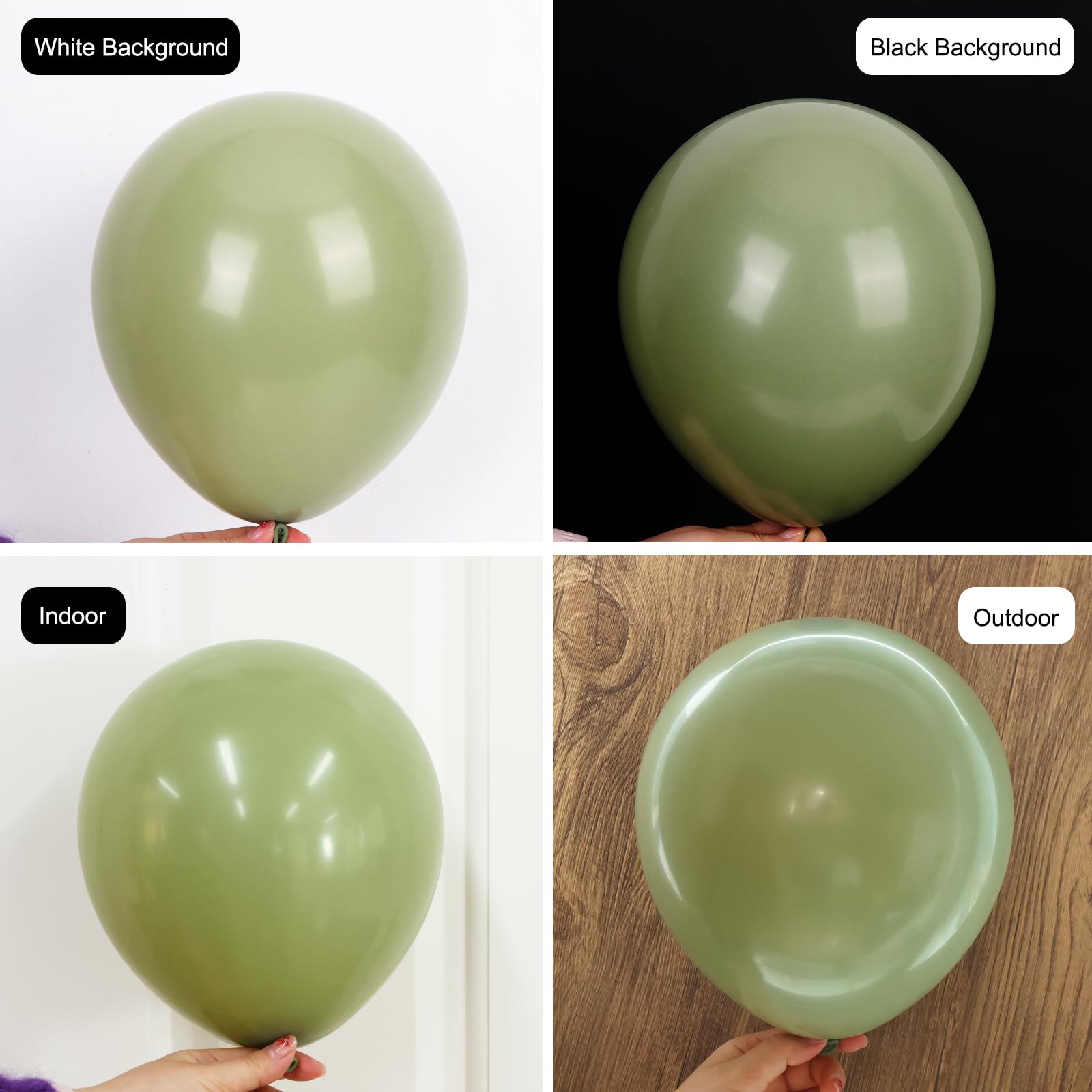 Rubfac Sage Green Balloons 10-inch for dynamic garland compositions.