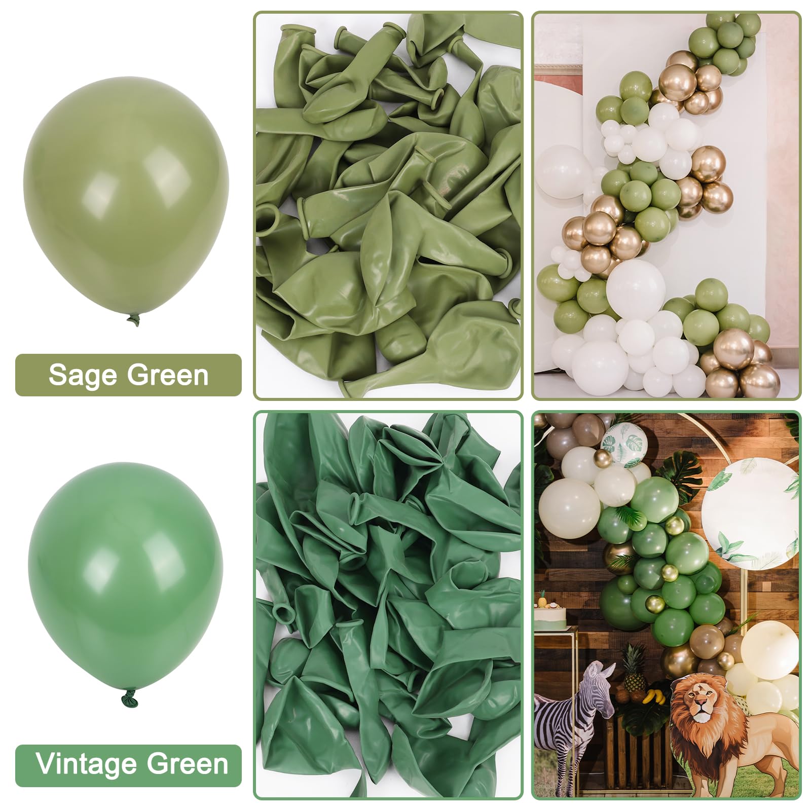 Rubfac Sage Green Balloons ready-to-use packaging for party decor.