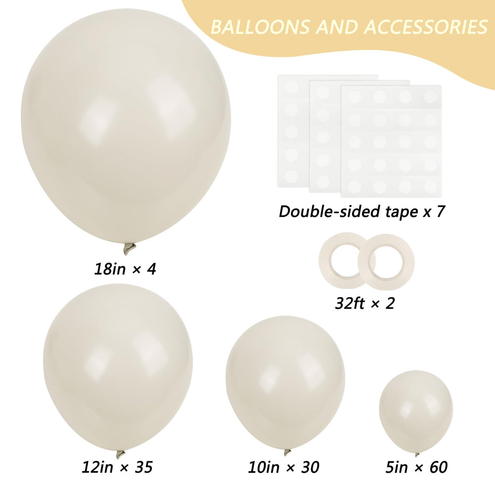 Rubfac sand white 12-inch balloon adds depth to arches and centerpieces